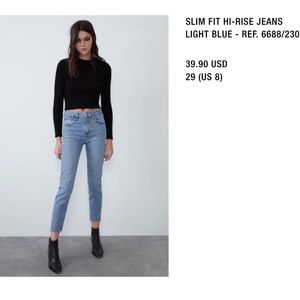 ZARA Slim Fit Hi-Rise, Jeans Light Blue